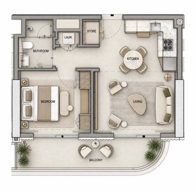 1 bedroom Classic floor plan