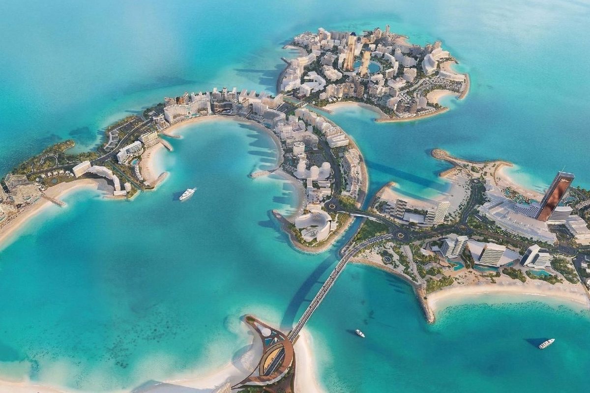 Al Marjan Island from the air, computer-generated image